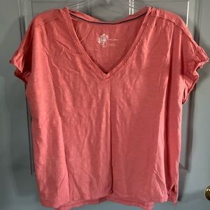 Pilcro Coral Pink Ruffled V-neck